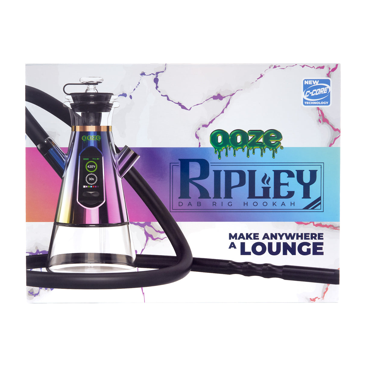 Front view of the Rainbow hookah dab rig product box