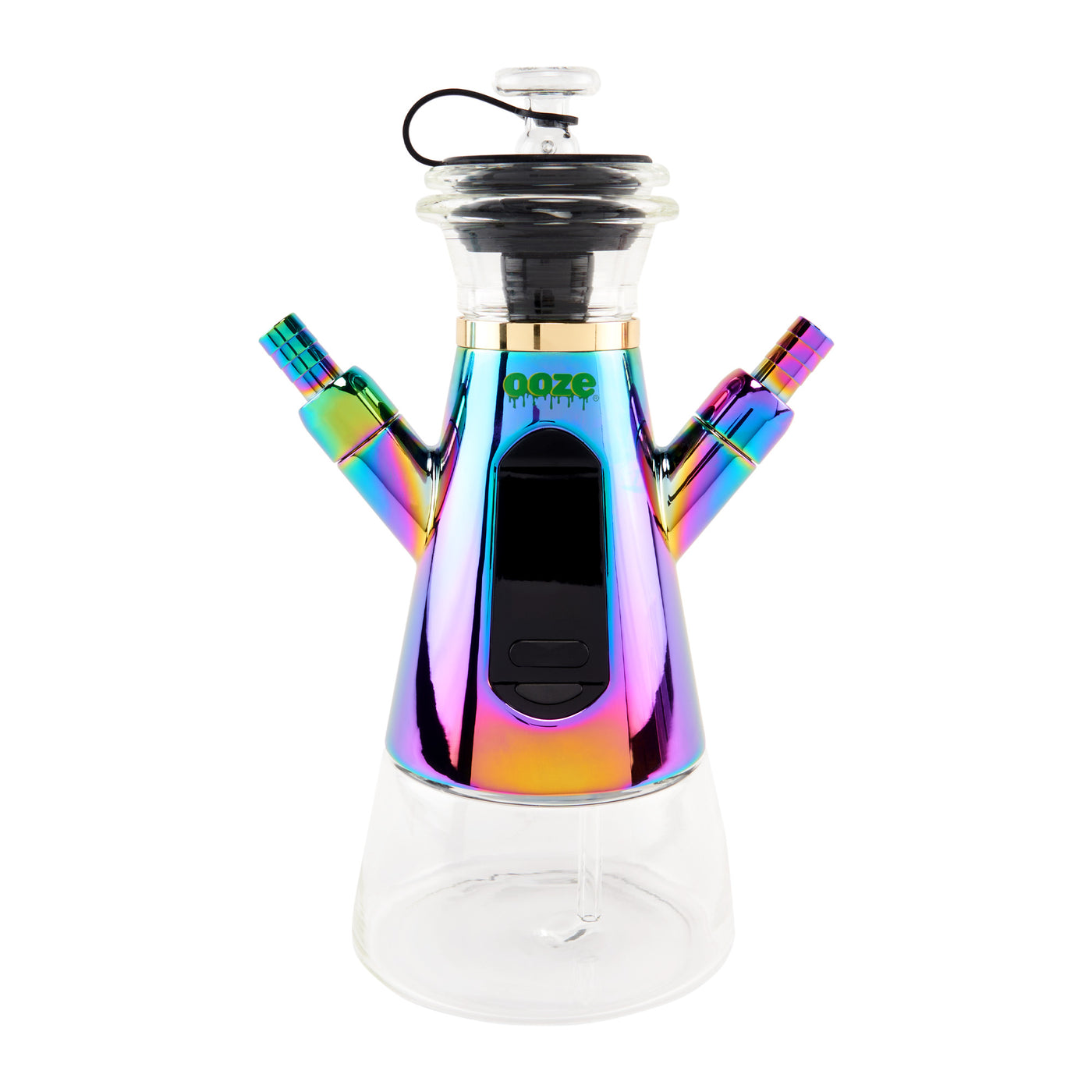 Rainbow hookah dab rig facing forward without any hoses attached
