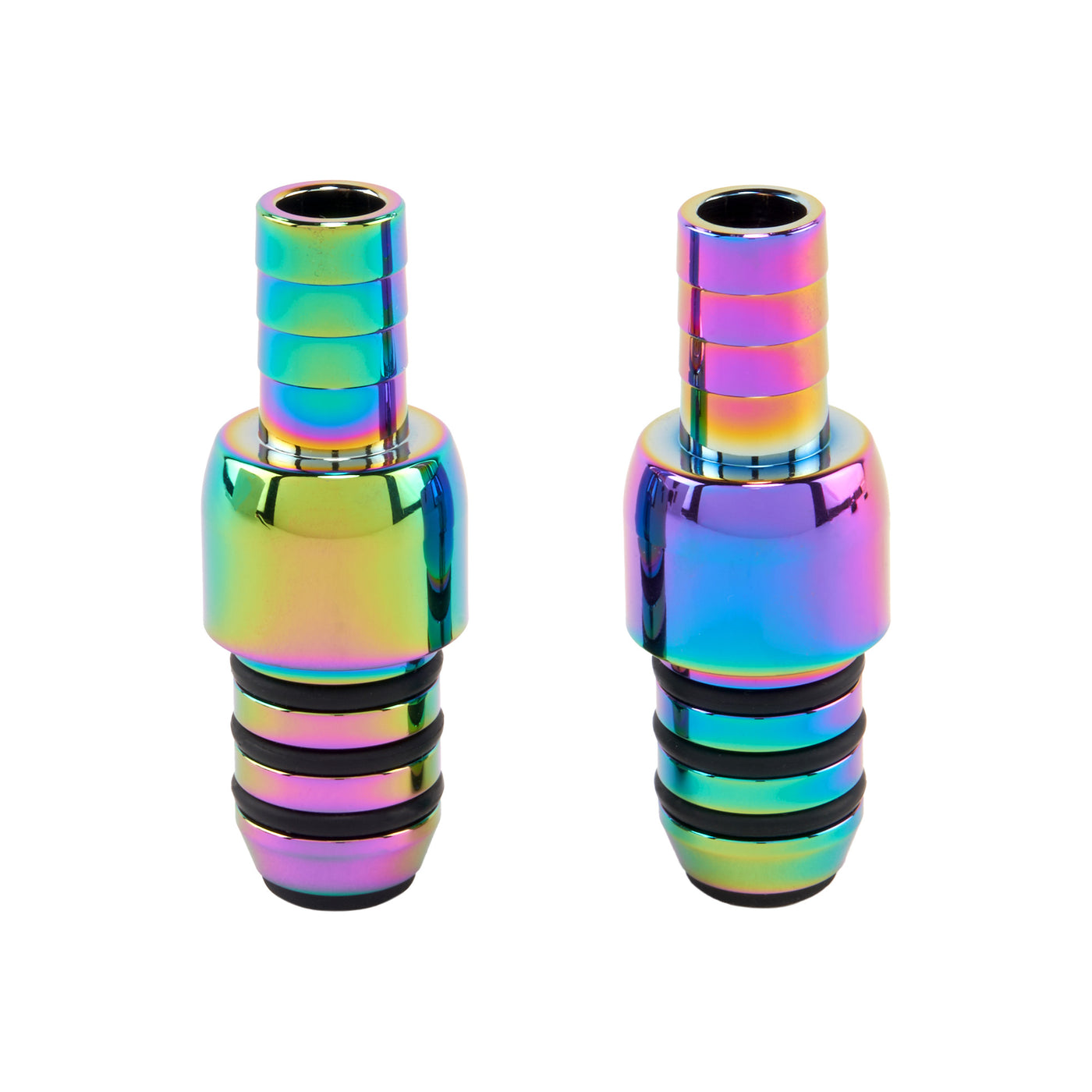 Close up of rainbow hookah dab rig attachments 