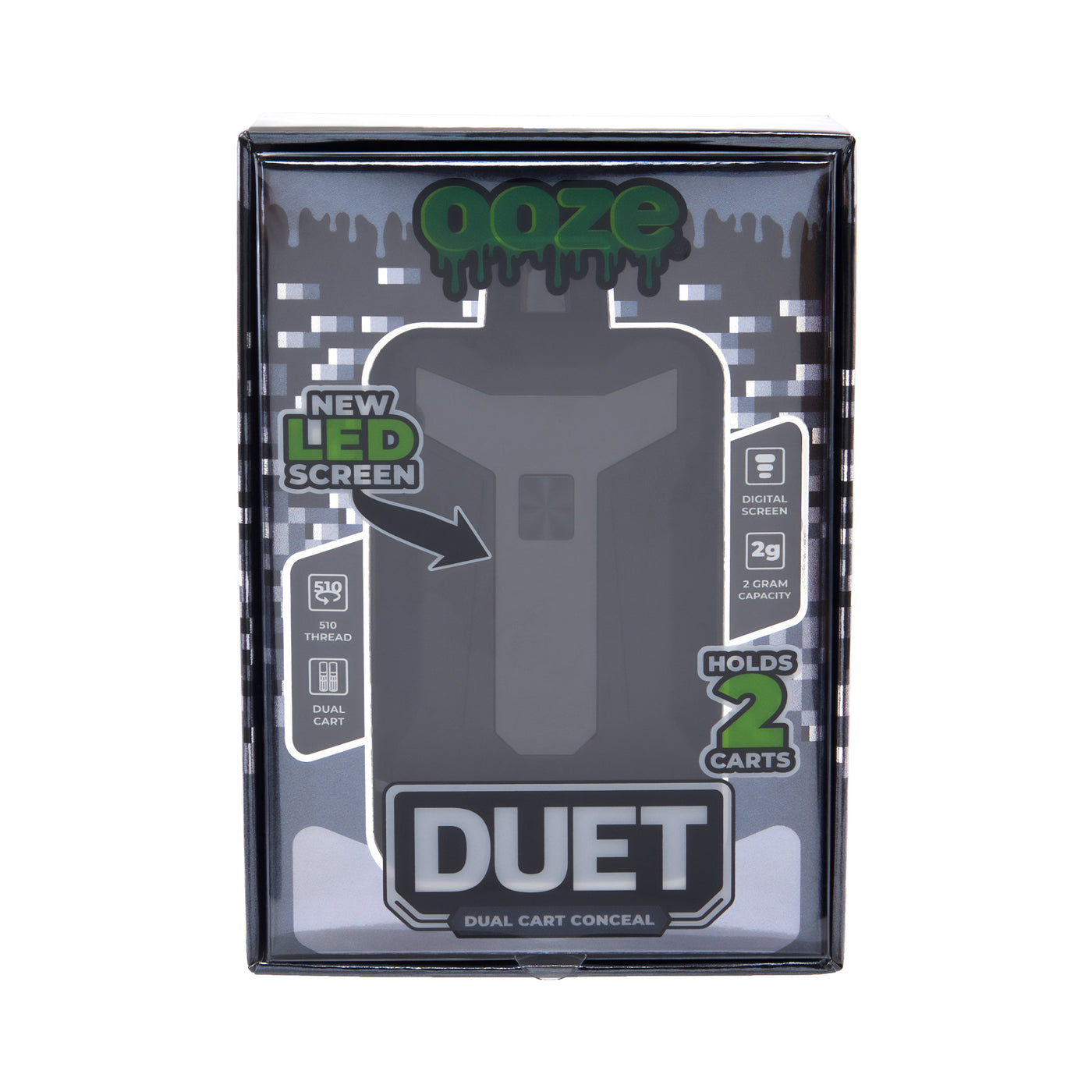 Duet Black Concealed Dual Cartridge Vape Battery | Ooze Duet Black Concealed Dual Cartridge Vape Battery | Ooze