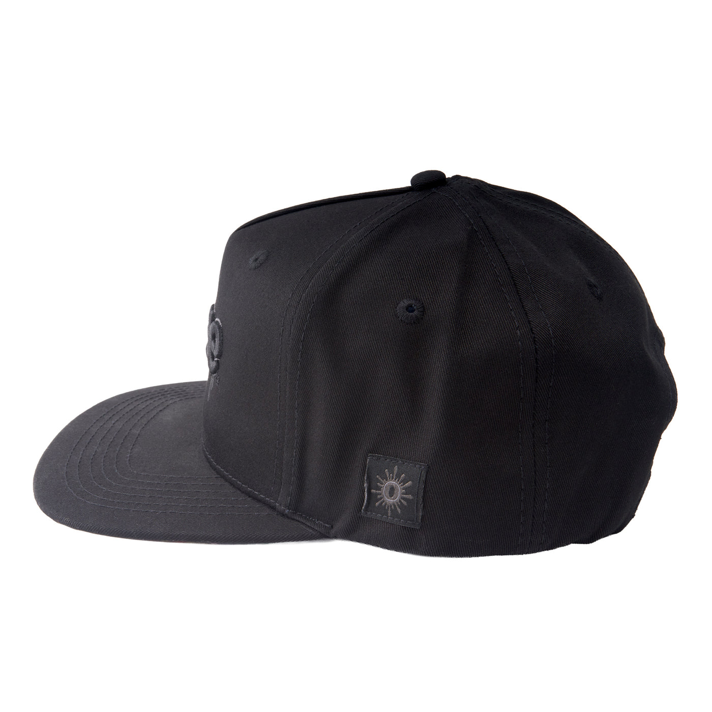 Side view of the Ooze flat brim Hype Engine hat with gray logo