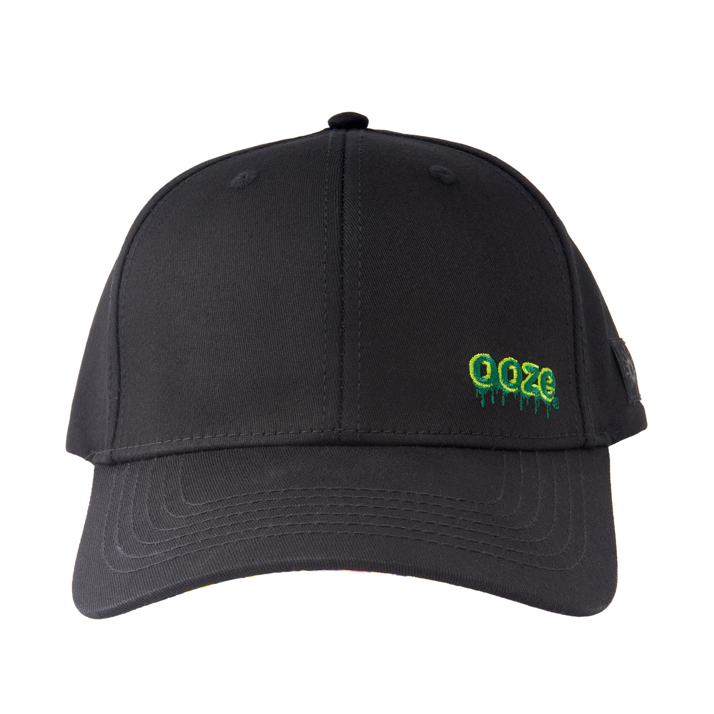 Front view of the large Ooze curved brim Hype Engine hat with green logo