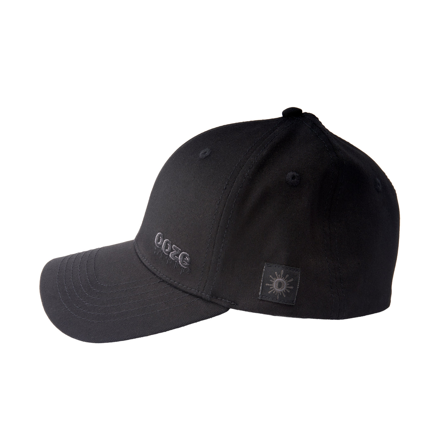 Side view of the large Ooze curved brim Hype Engine hat with gray logo