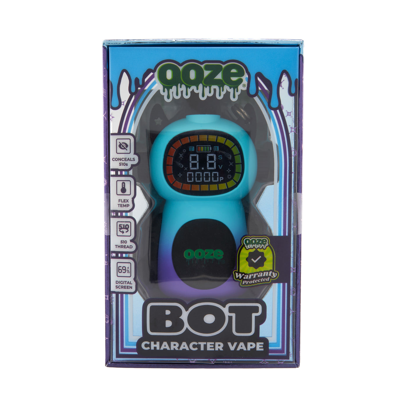 Moonrise Ooze Bot character vape battery in the box