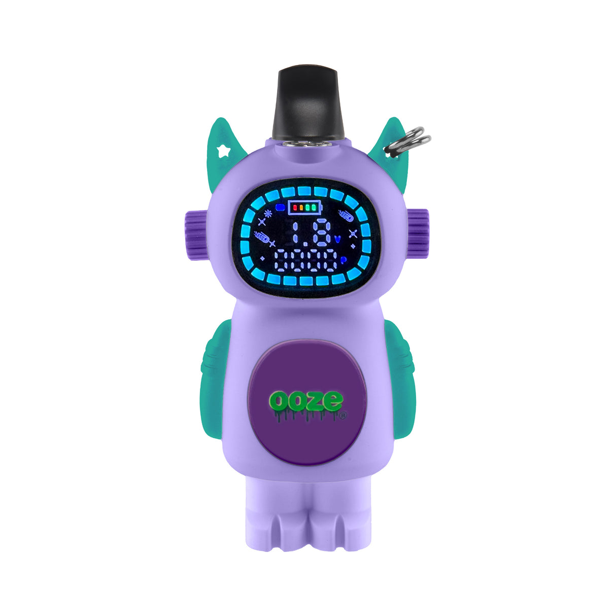 The Purple Haze Bot Character Vape faces forward with the screen turned on