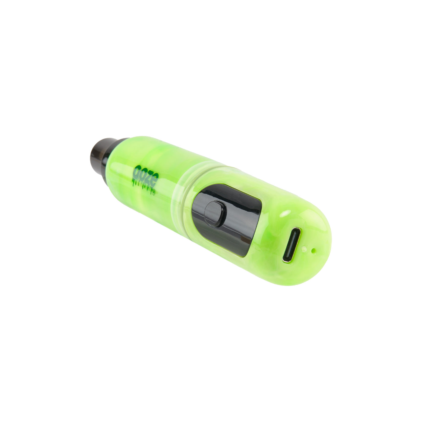 Angled view from base of green Hilo battery