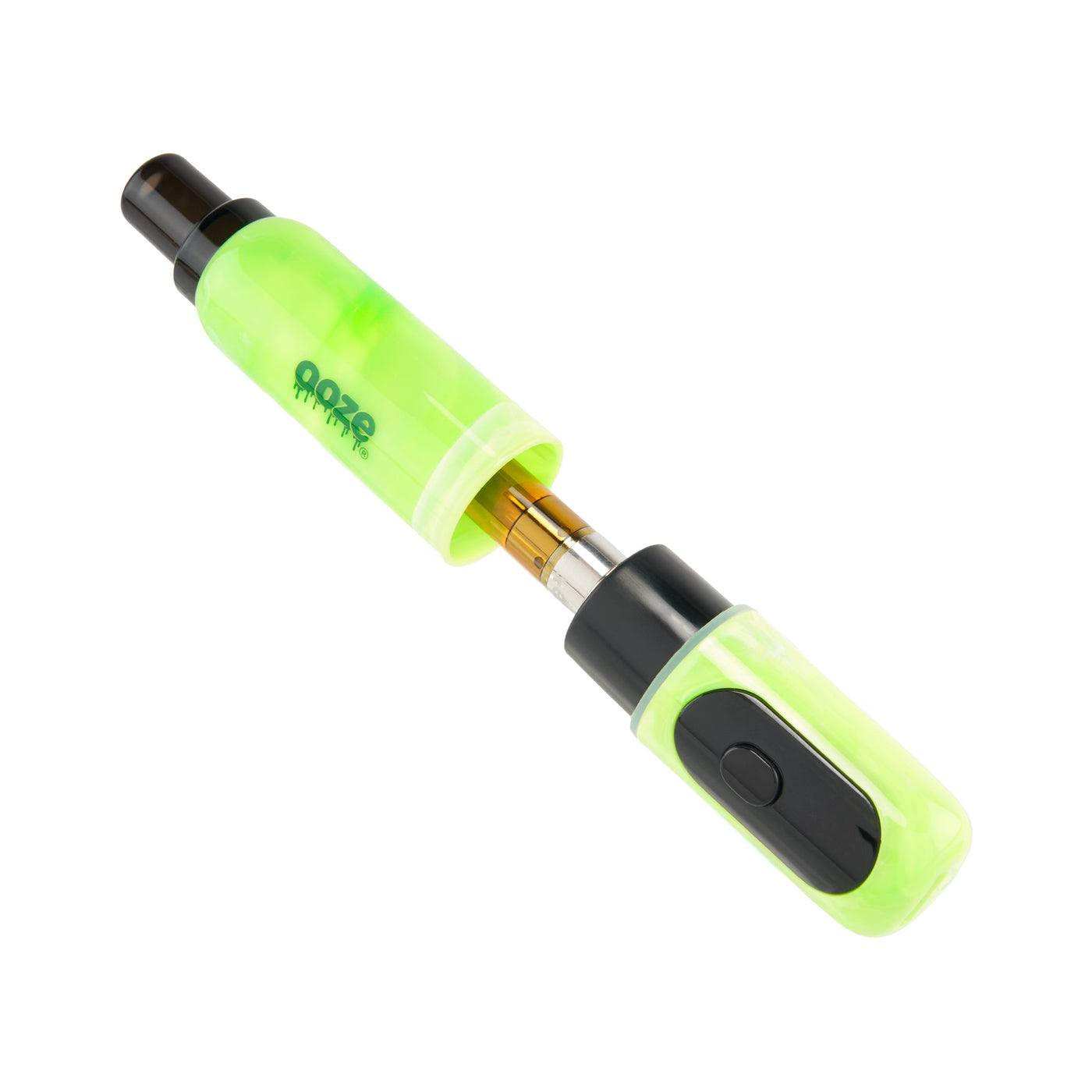 Pulling cap off green Hilo battery to show cart inside