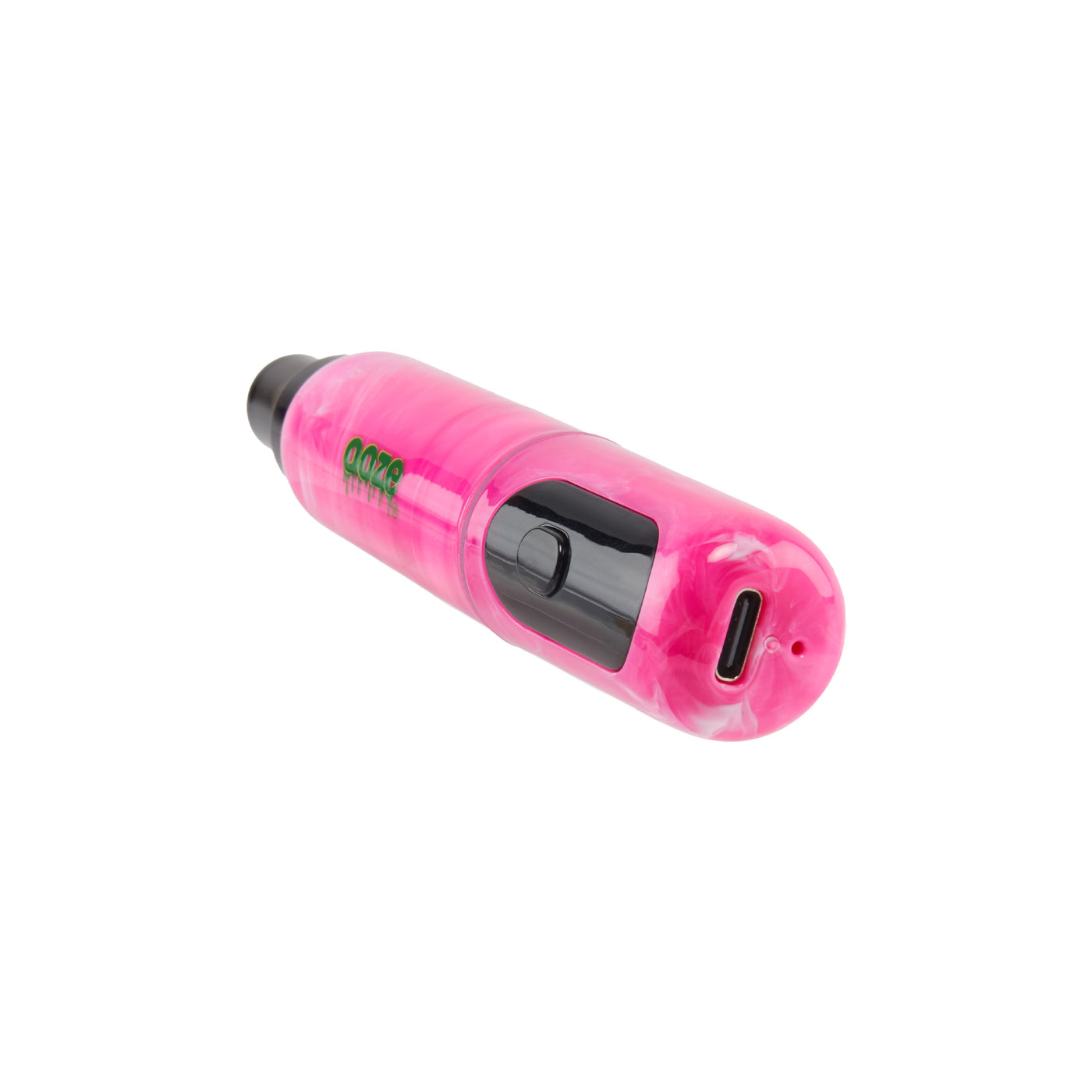 Angled view from base of pink Hilo battery