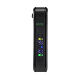 Black Hinge flick vape battery with digital screen turned on and 510 thread in closed position