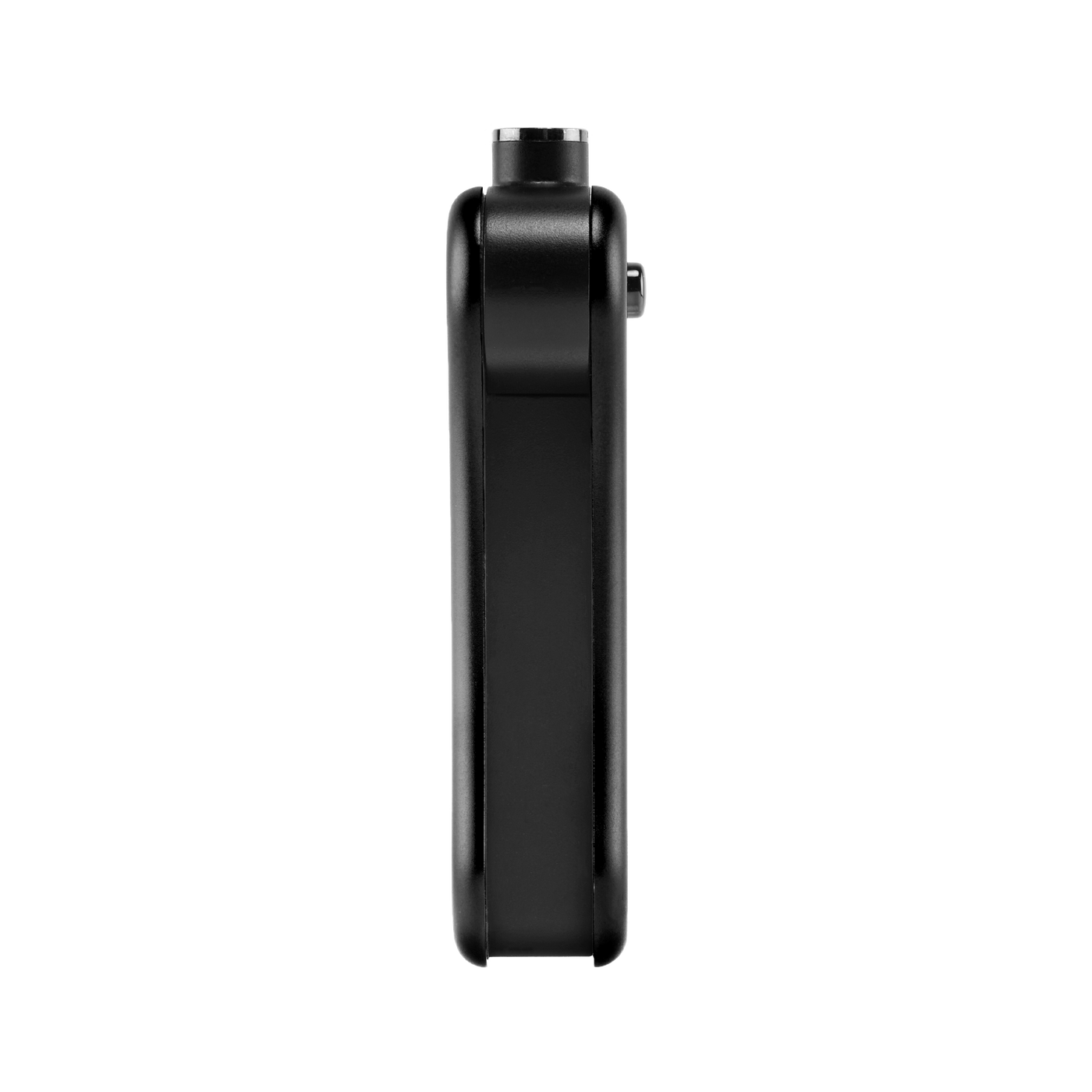 Back of black Hinge vape battery with 510 thread in use position