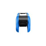 Bottom view of blue Hinge vape battery to show type-c port