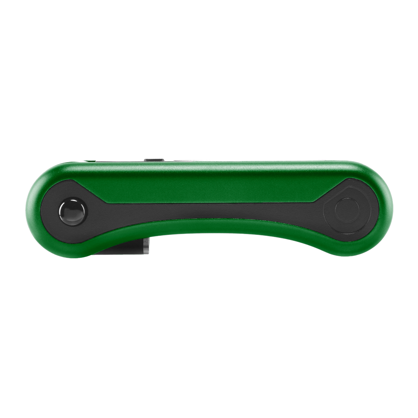 Side view of green Hinge vape battery with 510 thread in closed position