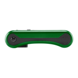 Side view of green Hinge vape battery with 510 thread in closed position