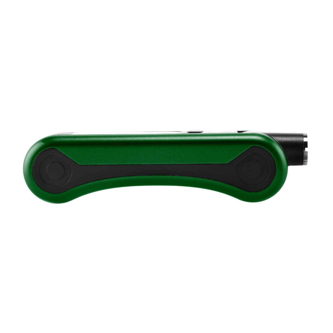 Side view of green Hinge vape battery with 510 thread in use position