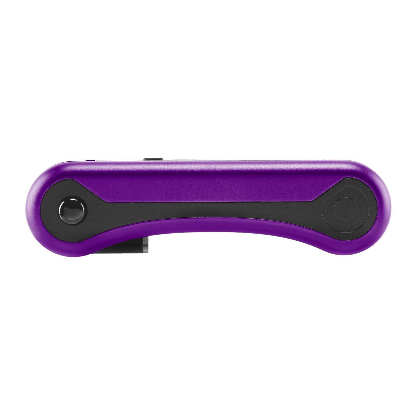 SIde view of purple Hinge battery with 510 thread in closed position