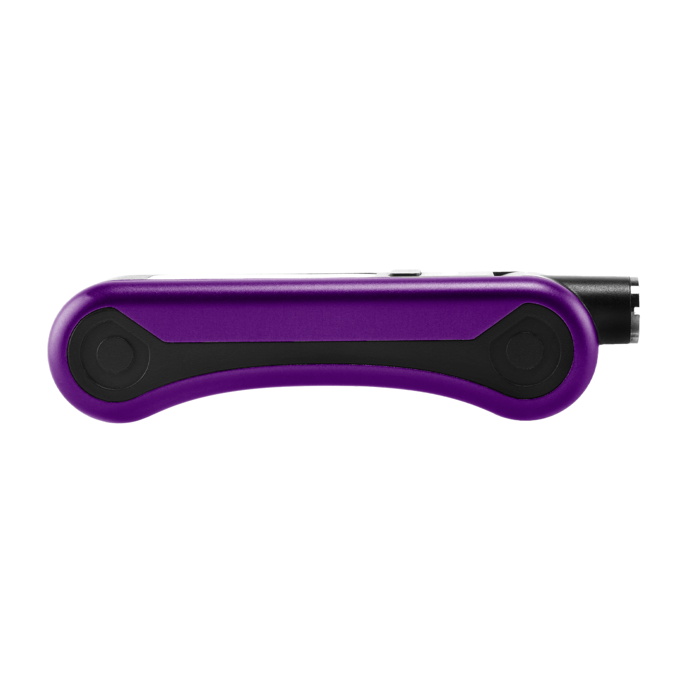 Side view of purple Hinge vape battery with 510 thread in use position