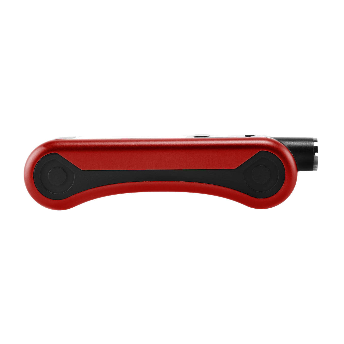 Side view of red Hinge vape battery with 510 thread in use position