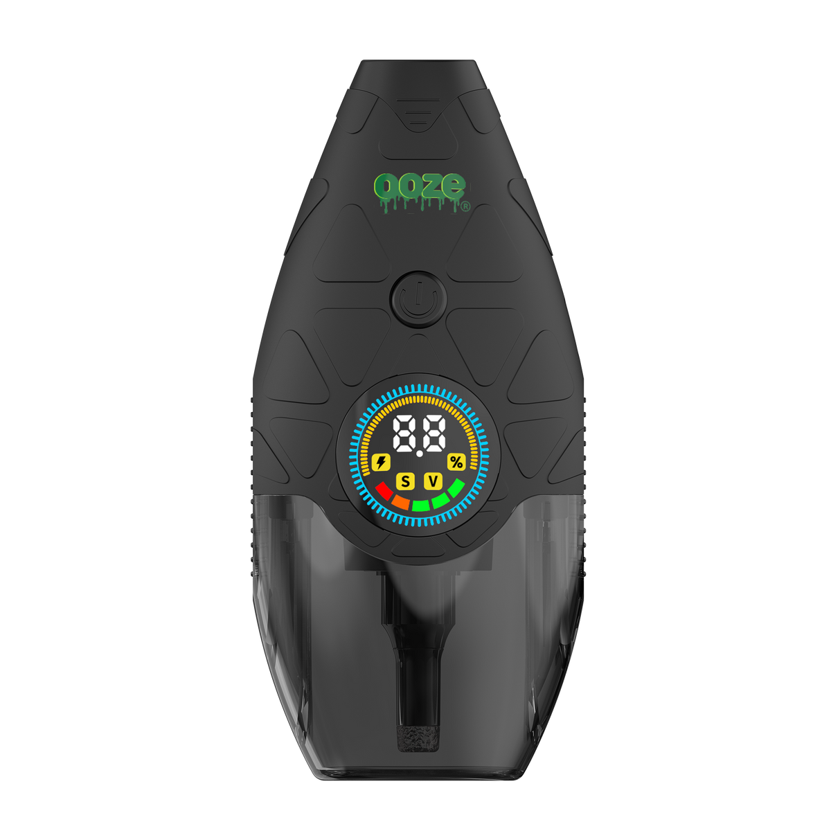 Black Hover vape device with digital display on a white background