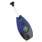 Blue Hover device with mouthpiece pulled out to show glass airway straw