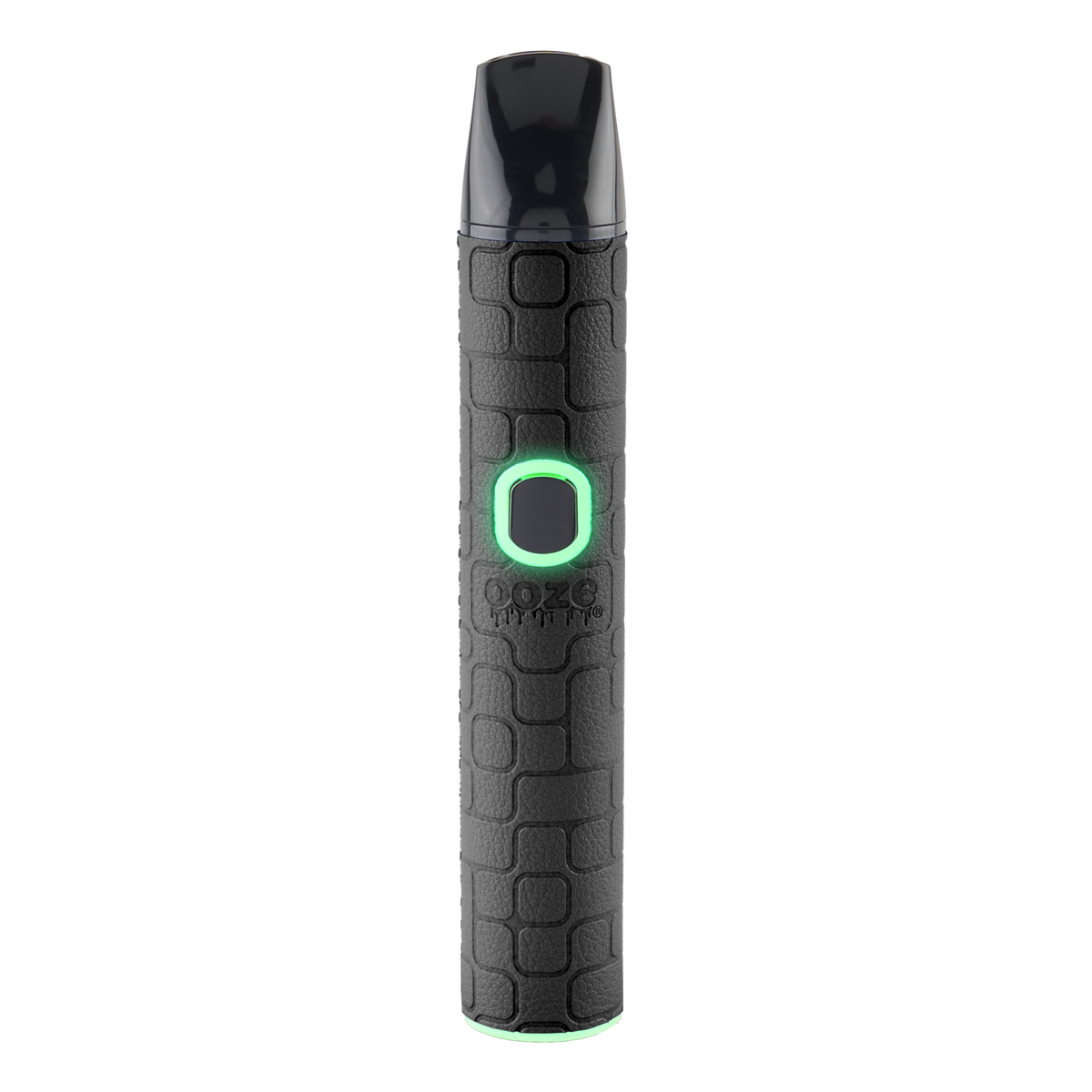 Black Pinch dry herb textured vape pen with green light on a white background