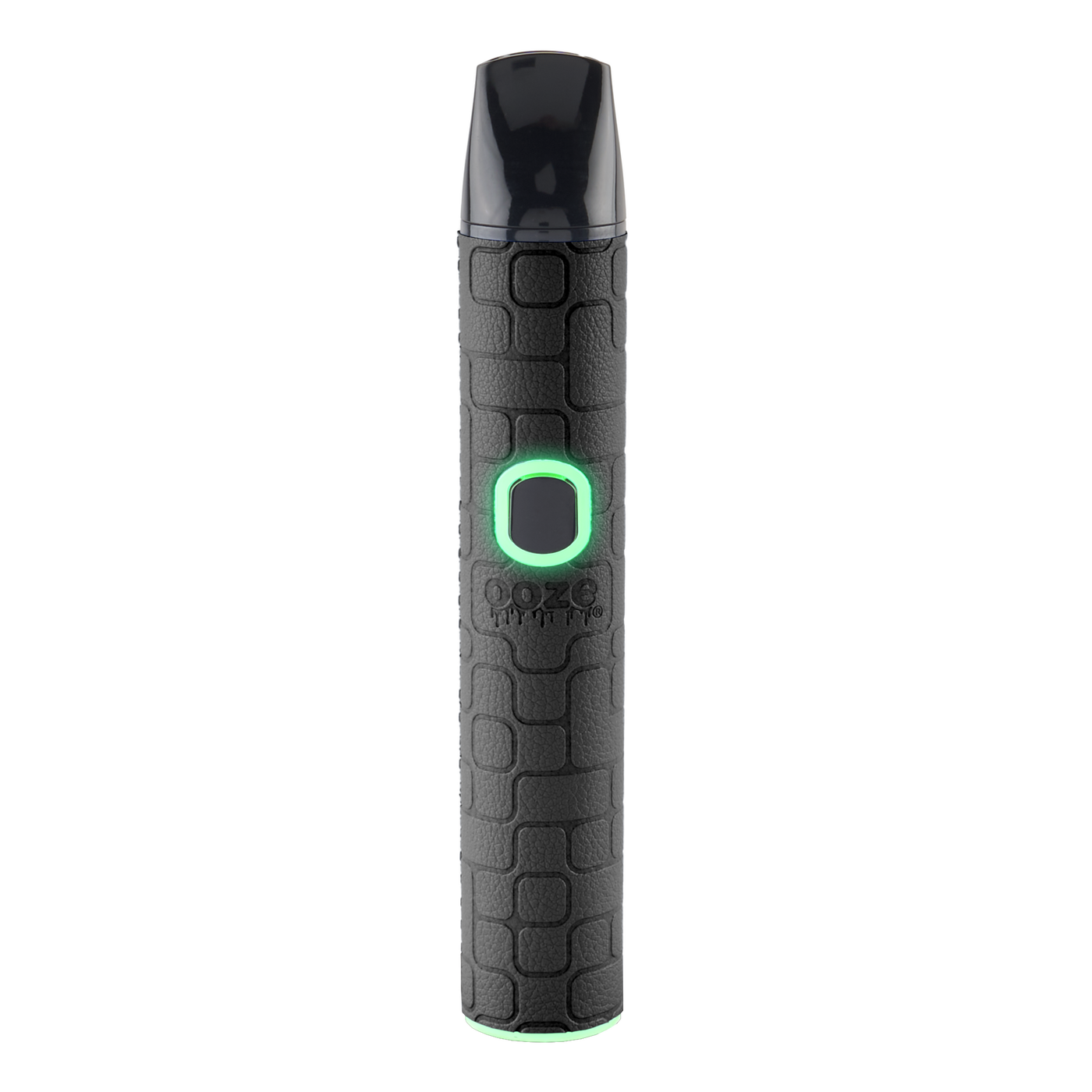 Black Pinch dry herb textured vape pen with green light on a white background