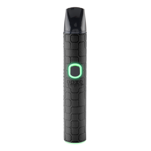 Black Pinch dry herb textured vape pen with green light on a white background