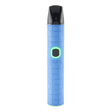 A blue textured Pinch dry herb vape pen with the light turned on