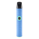 A blue textured Pinch dry herb vape pen with the light turned on