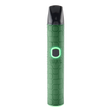 A green textured Pinch dry herb vape pen with the light turned on