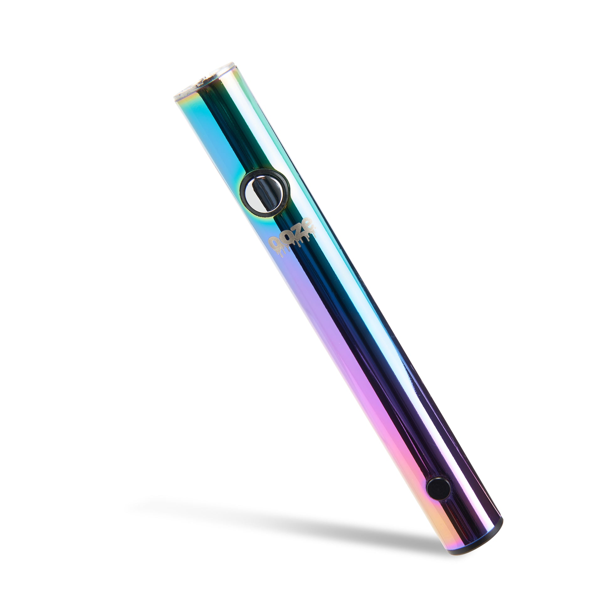The rainbow Ooze WInk pen is leaning at a 45 degree angle