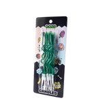 Angled view of the Ooze birthday candle 10-pack blister package