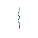 A single green spiral Ooze birthday candle with a plastic white tip