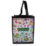 Front of the colorful Ooze Hotel Lucky large reusable grocery tote bag