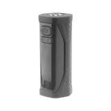 Angled view of the base of the black Ooze Runt Mini Battery turned off