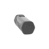 Angled view of the base of the black Ooze Runt Mini Battery, showing the type-c port