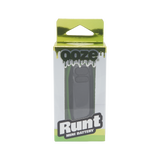 Front view of the green Ooze Runt Mini Battery in the box