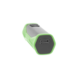 Angled view of the base of the green Ooze Runt Mini Battery, showing the type-c port