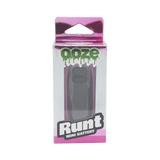 Front view of the pink Ooze Runt Mini Battery in the box