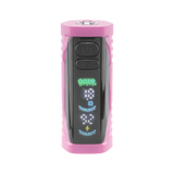 Front view of the pink Ooze Runt Mini Battery with the screen turned on