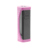 Angled view of the pink Ooze Runt Mini Battery turned off