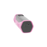 Angled view of the base of the pink Ooze Runt Mini Battery, showing the type-c port