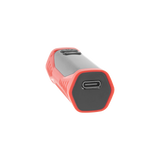 Angled view of the base of The red Ooze Runt Mini Battery, showing the type-c charging port