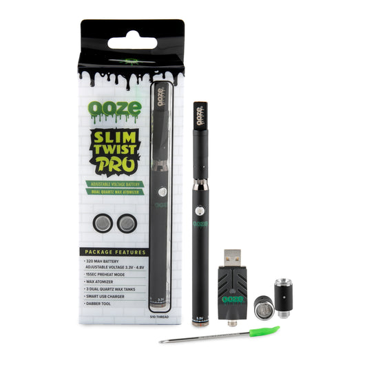Ooze Slim Twist Pro 510 Thread Battery + Atomizer Kit - Black