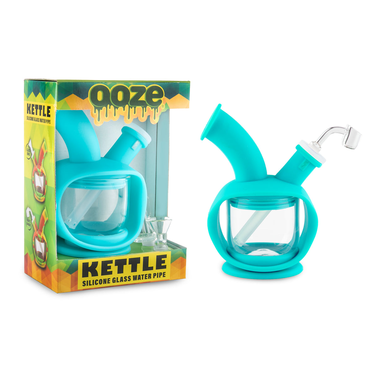 Ooze Kettle Silicone Water Bubbler & Dab Rig - Aqua Teal