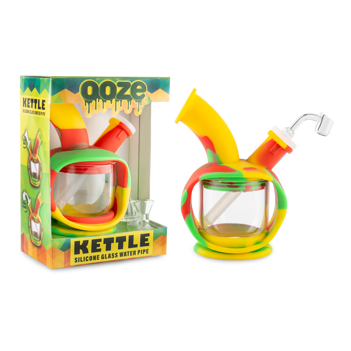 Ooze Kettle Silicone Water Bubbler & Dab Rig - Rasta