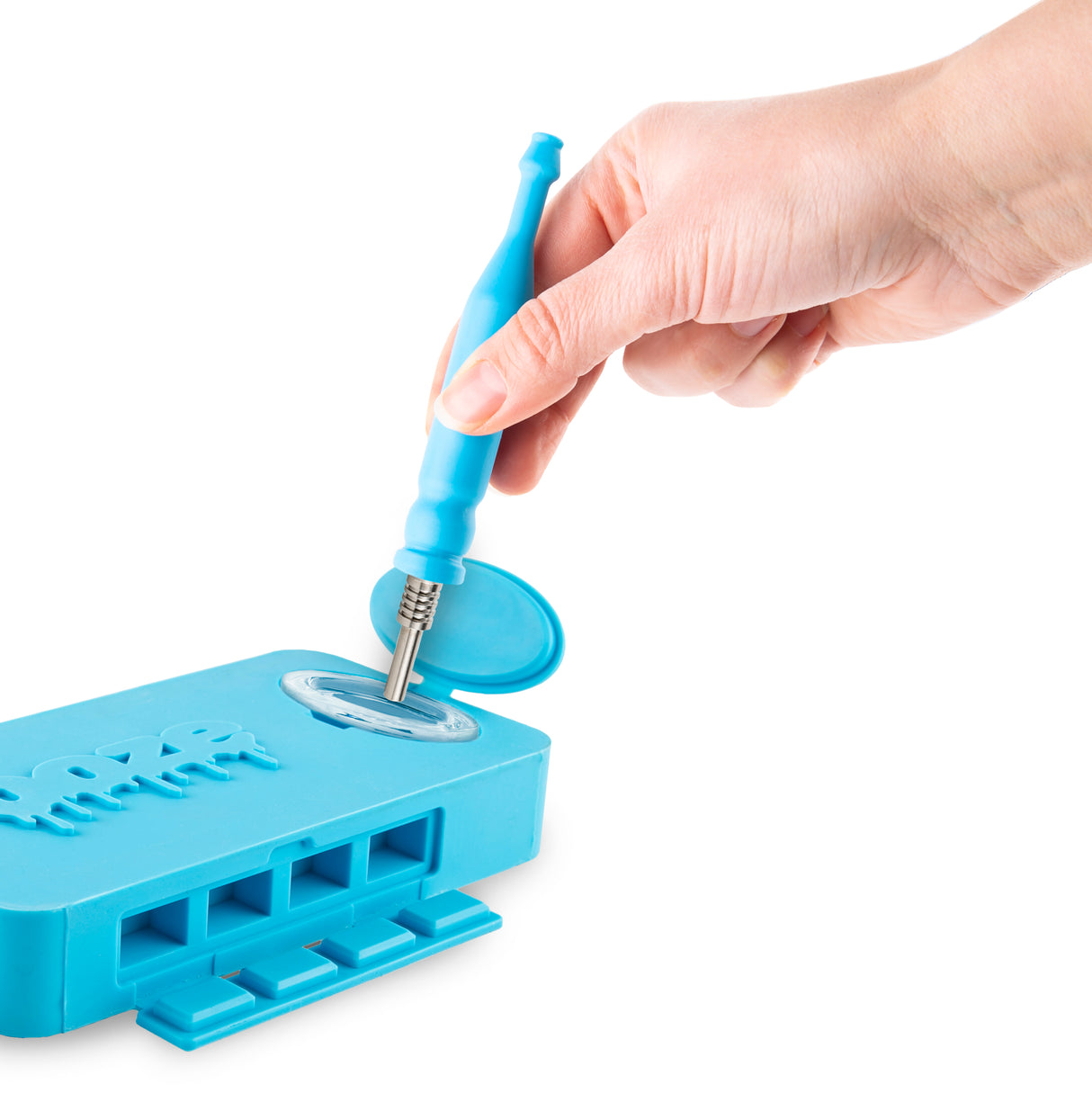 Ooze Slugger Dabbin' Dugout Silicone Travel Dab Kit - Aqua Teal