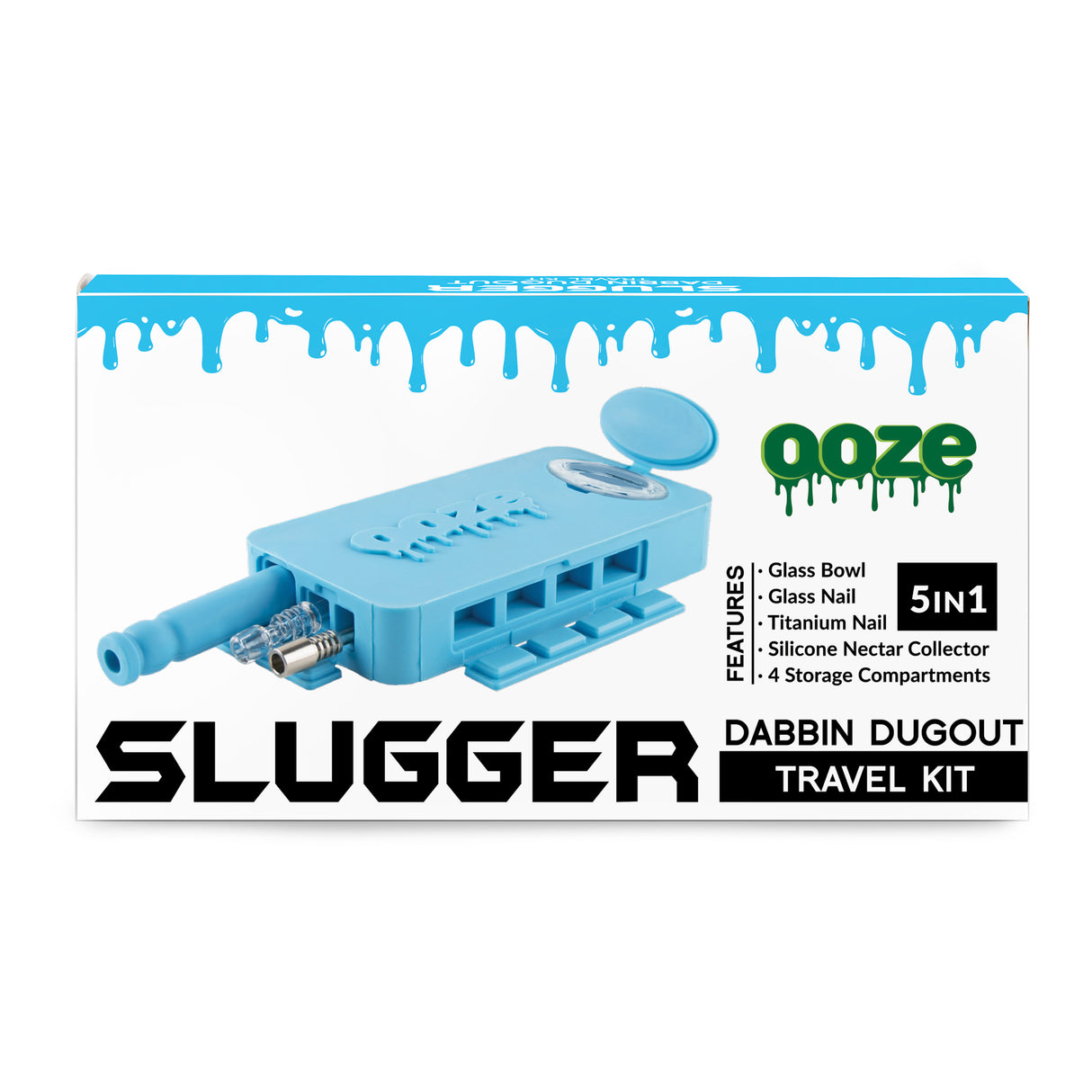 Ooze Slugger Dabbin' Dugout Silicone Travel Dab Kit - Aqua Teal