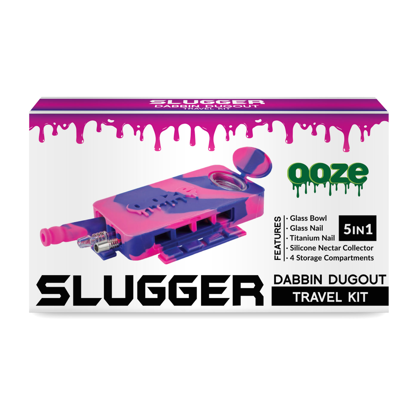 Ooze Slugger Dabbin' Dugout Silicone Travel Dab Kit - Razzle Dazzle