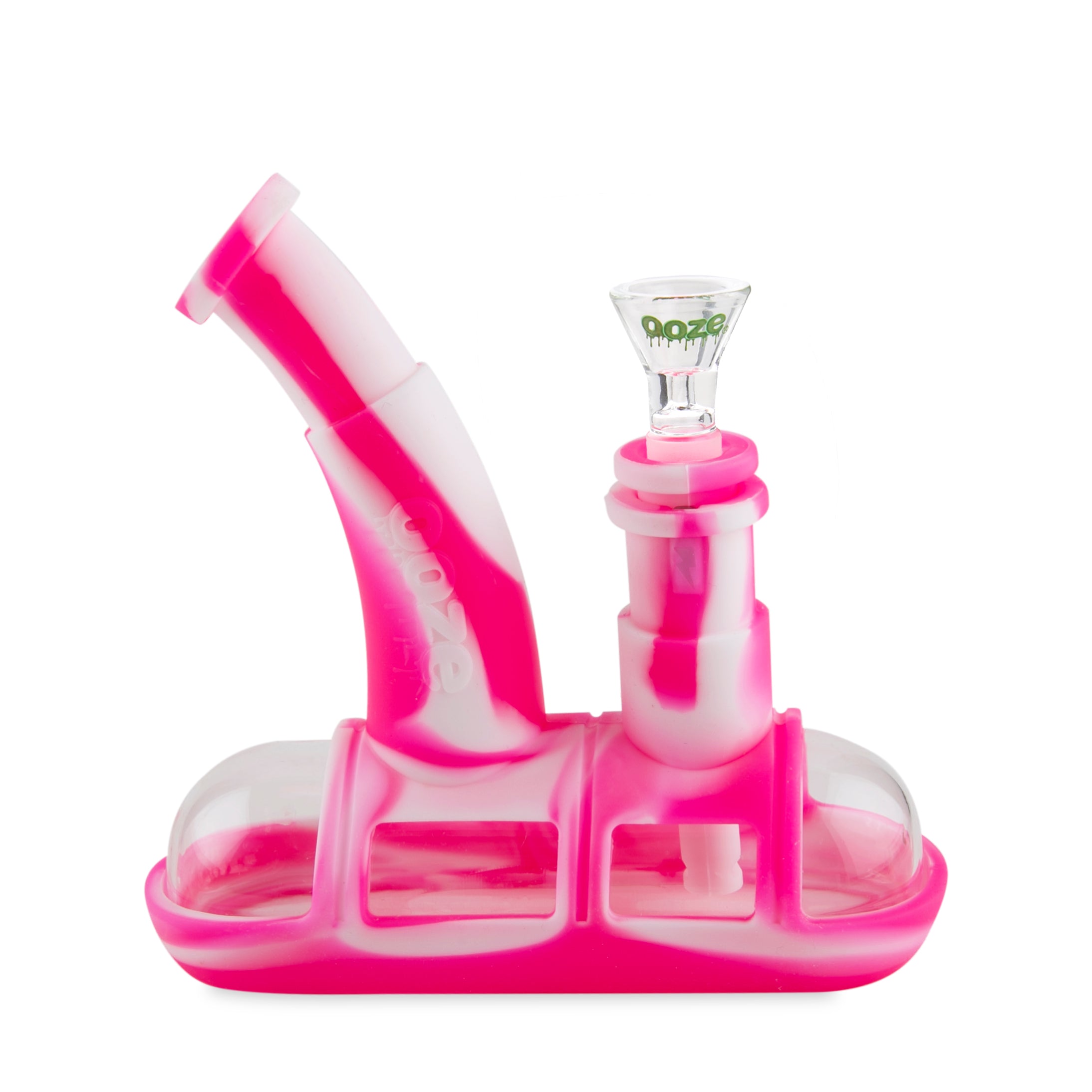 Ooze Steamboat Silicone Bubbler - Pink & White | Bongs & Dab Rigs