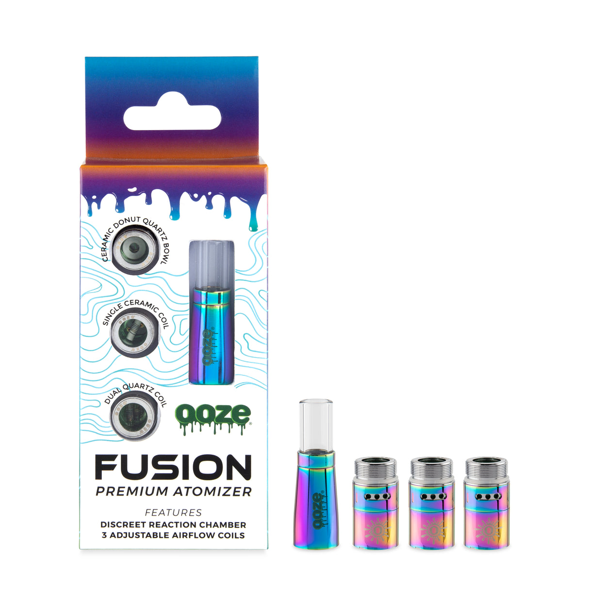 Ooze Fusion Vaporizer Replacement Atomizer 3-Pack + Mouthpiece - Rainbow